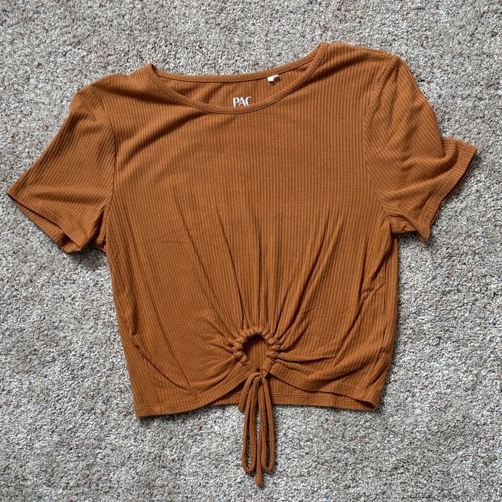 PacSun Burnt Orange Tie-Front Crop Top